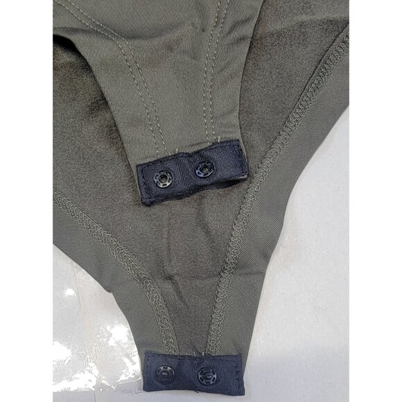 Grace & Emma Bodysuit With Ruffle Sleeves Olive Snap Closure Womens Size M New - Picture 7 of 10